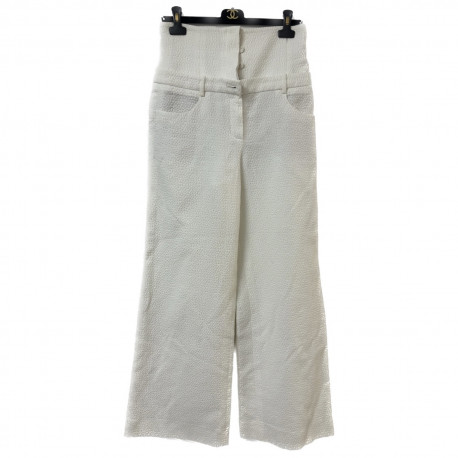 Pantalon T 40 CHANEL piqué blanc