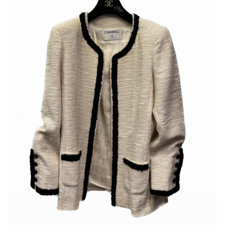 Veste CHANEL T 40 tweed beige