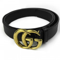 Ceinture GUCCI cuir souple noir et boucle GC dorée Vintage