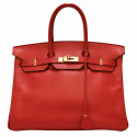 Birkin 35 HERMES cuir grainé rouge