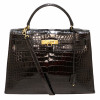 Kelly 35 HERMES porosus noir Vintage