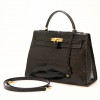 Kelly 35 HERMES porosus noir Vintage