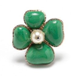 bague MARGUERITE de VALOIS trèfle verte