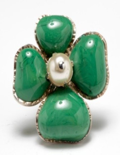 bague MARGUERITE de VALOIS trèfle verte