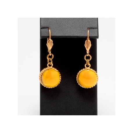 clous d'oreille MARGUERITE de VALOIS cabochons jaunes