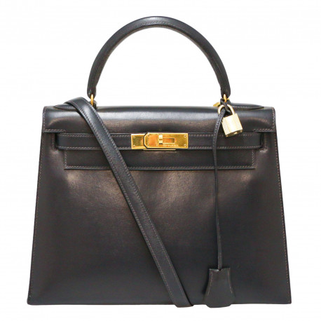 Kelly 28 HERMES sellier box bleu marine