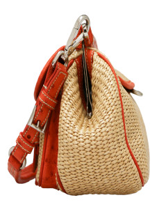 Sac PRADA paille autruche corail