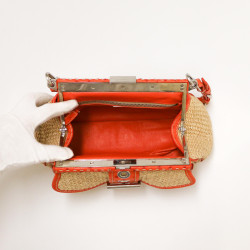 Sac PRADA paille autruche corail