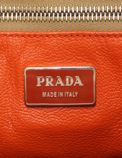 Sac PRADA paille autruche corail