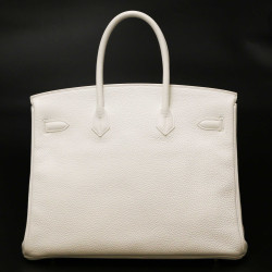 Birkin 35 HERMES taurillon Clémence blanc