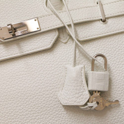 Birkin 35 HERMES taurillon Clémence blanc