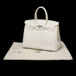 Birkin 35 HERMES taurillon Clémence blanc