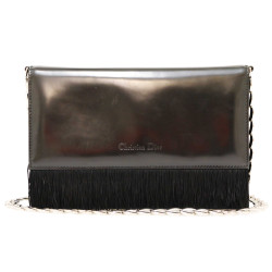 CHRISTIAN DIOR patent semi-mat black leather clutch bag