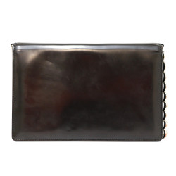 CHRISTIAN DIOR patent semi-mat black leather clutch bag