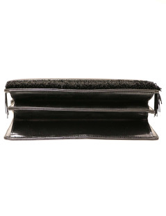 CHRISTIAN DIOR patent semi-mat black leather clutch bag