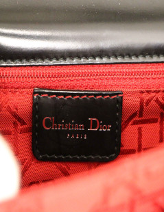 CHRISTIAN DIOR patent semi-mat black leather clutch bag