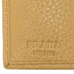 Porte monnaie PRADAcuir grainé gold