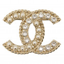 Broche CHANEL CC strass perles