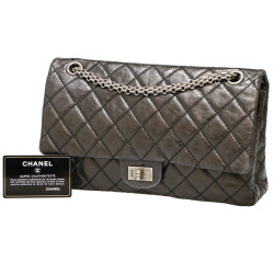 Sac 2.55 CHANEL cuir vieilli semi verni noir