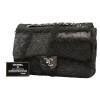 Jumbo CHANEL tweed soie cuir noir