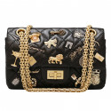 Sac 2.55 CHANEL cuir noir charms