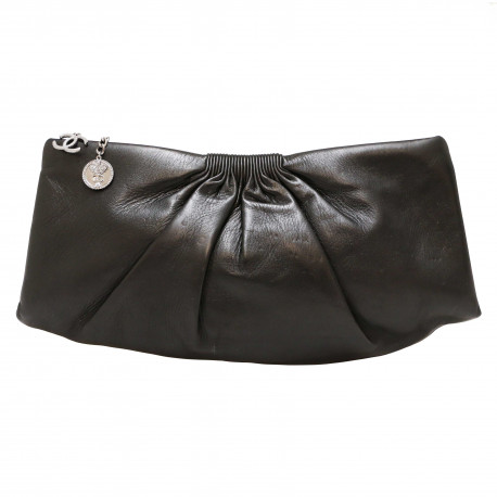 Pochette du soir CHANEL cuir d'agneau noir