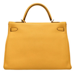 Kelly jaune 35 Hermes cuir