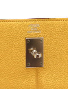 Kelly jaune 35 Hermes cuir