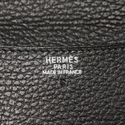 Pochette HERMES cuir grainé noir 