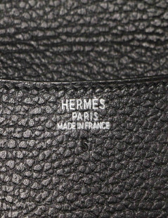 HERMES black grained leather clutch