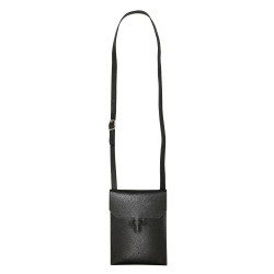 Pochette HERMES cuir grainé noir 