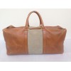 Sac weekender cuir caramel et daim beige 