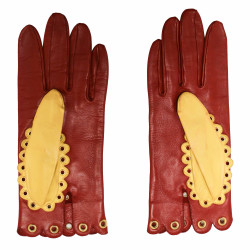 Gants CHRISTIAN LACROIX cuir bicolore 