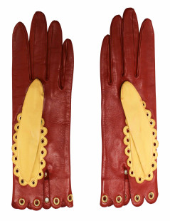 CHRISTIAN LACROIX two-tone leather gloves