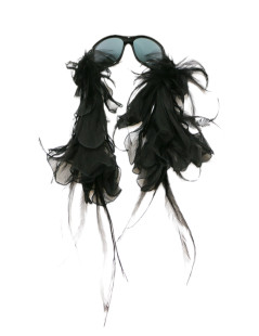 CHANEL black feathers sunglasses