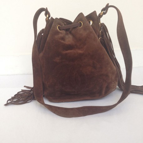 Sac daim marron CHANEL