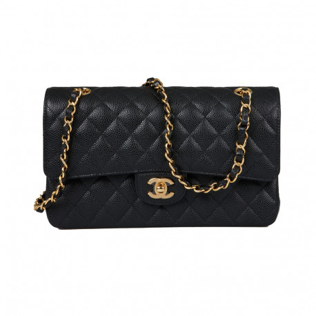 Sac rabat Timleless CHANEL cuir caviar noir