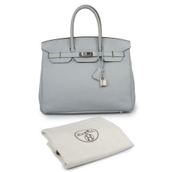 Birkin 35 HERMES togo gris lin