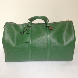 LOUIS VUITTON green epi leather Keepall