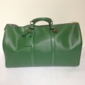 Keepall LOUIS VUITTON cuir épi vert