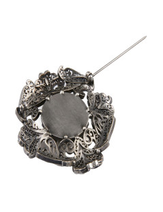 CHANEL aged silver filigree brooch