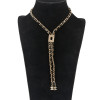 Collier CHANEL chaine entrelacée de cuir noir