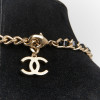 Collier CHANEL chaine entrelacée de cuir noir