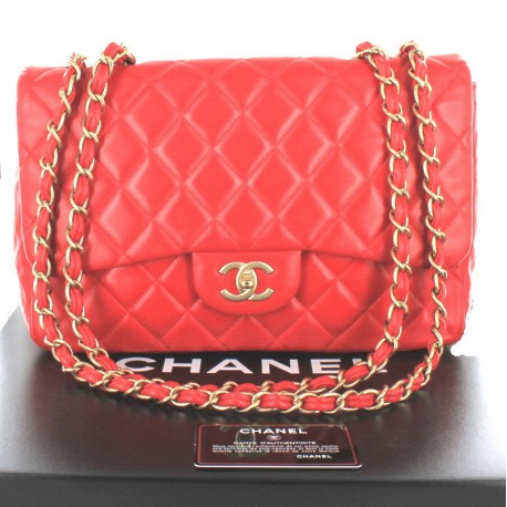 sac jumbo CHANEL veau lisse rouge