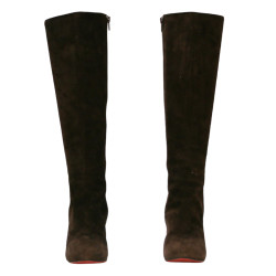 Bottes T38,5 LOUBOUTIN daim marron