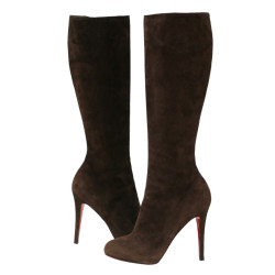 Bottes T38,5 LOUBOUTIN daim marron