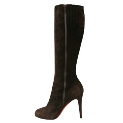 Bottes T38,5 LOUBOUTIN daim marron