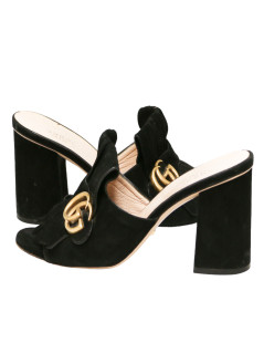 Sandales T39,5 GUCCI daim noir