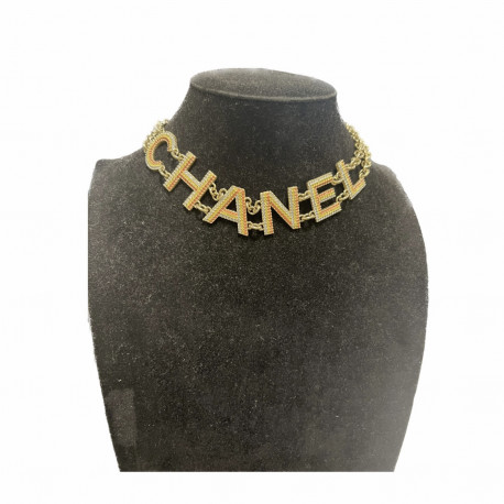 Collier CHANEL C H A N E L strass multicolores