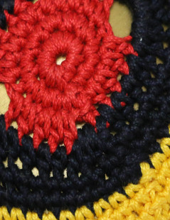 PRADA tricolor crochet brooch